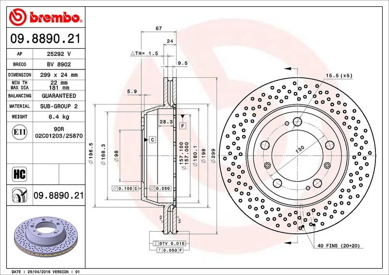Brake Disc BREMBO 09.8890.21