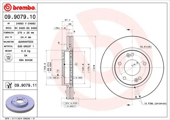 Brake Disc BREMBO 09.9079.11