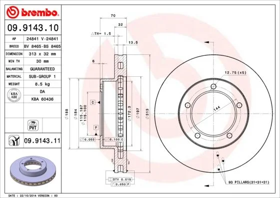 Brzdový kotúč BREMBO 09.9143.11
