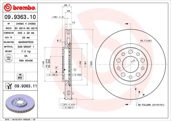 Brake Disc BREMBO 09.9363.11