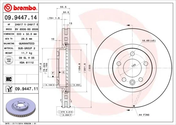 Brake Disc BREMBO 09.9447.11