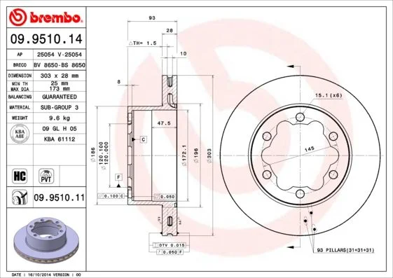 Brake Disc BREMBO 09.9510.11