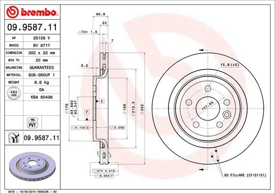 Brzdový kotúč BREMBO 09.9587.11