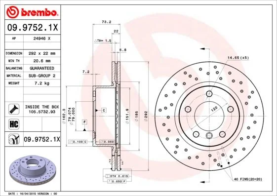 Brake Disc BREMBO 09.9752.1X