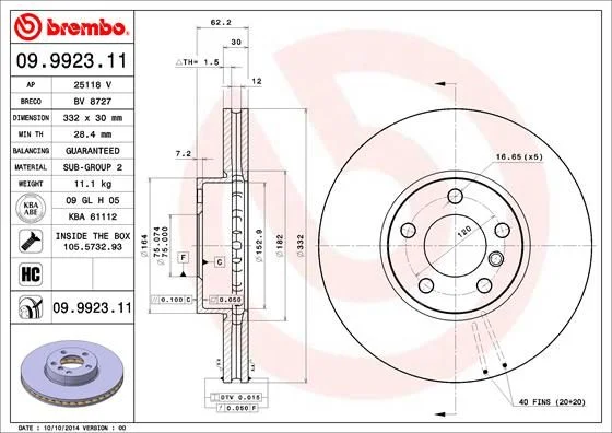 Brzdový kotúč BREMBO 09.9923.11