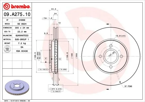 Brake Disc BREMBO 09.A275.10
