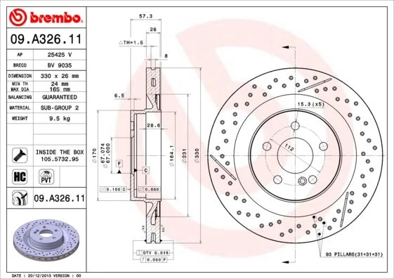 Brzdový kotúč BREMBO 09.A326.11