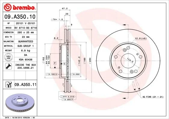 Brzdový kotúč BREMBO 09.A350.11