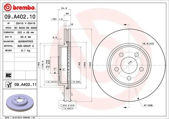 Brzdový kotúč BREMBO 09.A402.11
