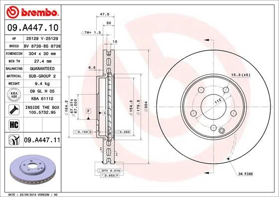 Brake Disc BREMBO 09.A447.11