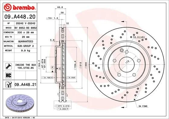 Brzdový kotúč BREMBO 09.A448.21