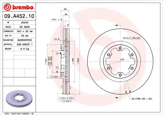 Brake Disc BREMBO 09.A452.10