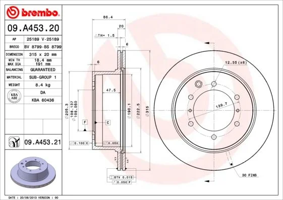Brake Disc BREMBO 09.A453.21