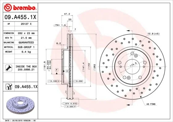 Brake Disc BREMBO 09.A455.1X