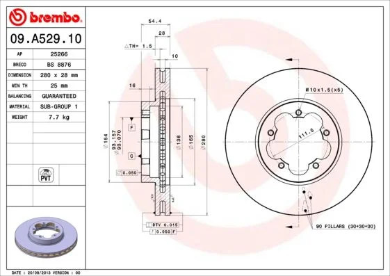 Brzdový kotúč BREMBO 09.A529.10
