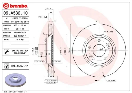 Brzdový kotúč BREMBO 09.A532.11