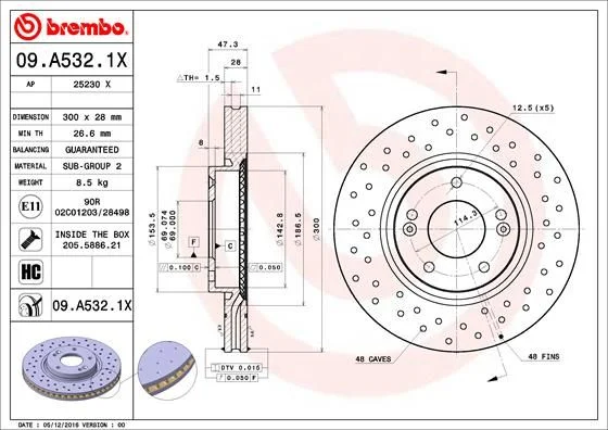 Brzdový kotúč BREMBO 09.A532.1X