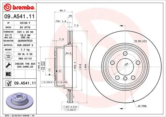 Brake Disc BREMBO 09.A541.11