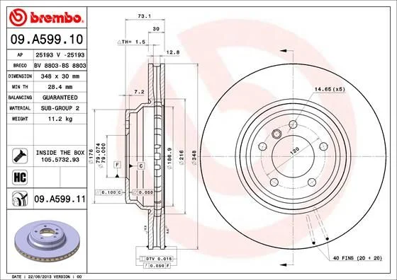 Brzdový kotúč BREMBO 09.A599.11