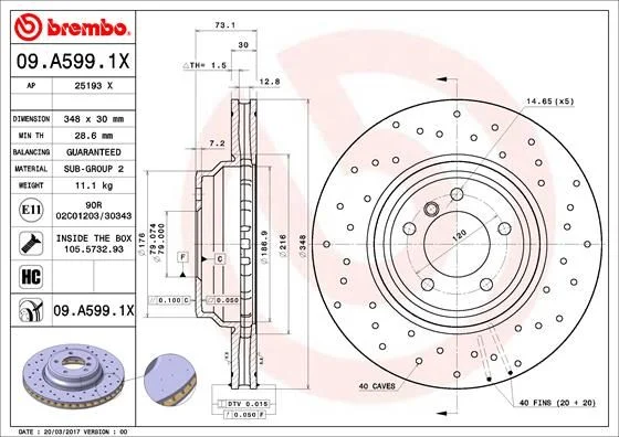 Brzdový kotúč BREMBO 09.A599.1X