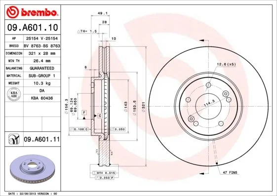 Brzdový kotúč BREMBO 09.A601.11