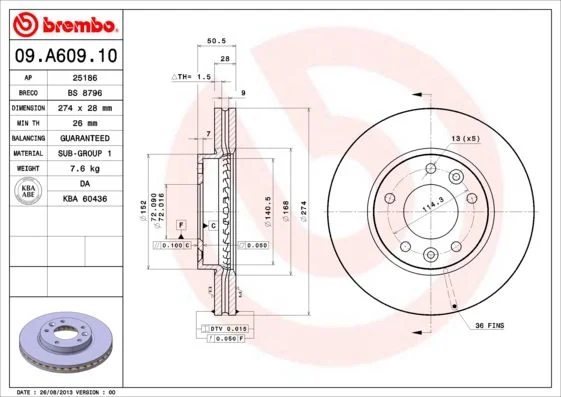 Brake Disc BREMBO 09.A609.10