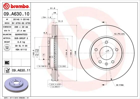 Brake Disc BREMBO 09.A630.11