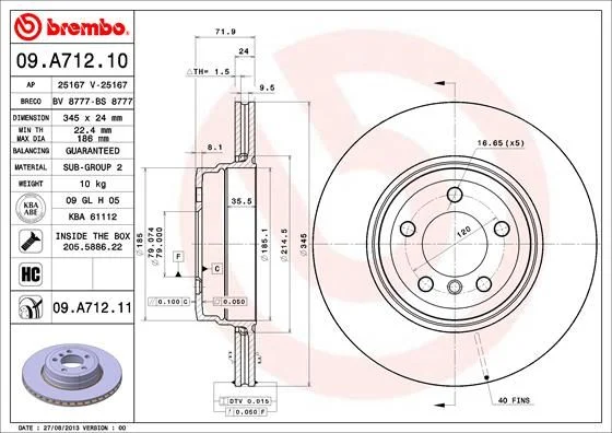 Brake Disc BREMBO 09.A712.11
