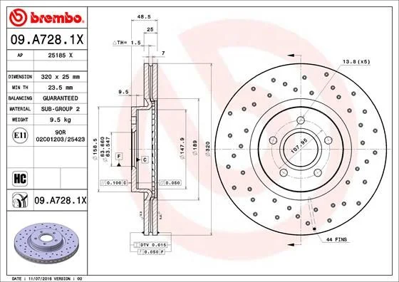 Brzdový kotúč BREMBO 09.A728.1X