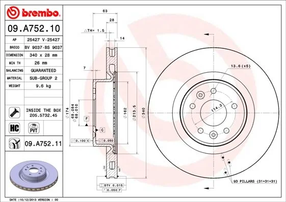 Brzdový kotúč BREMBO 09.A752.11
