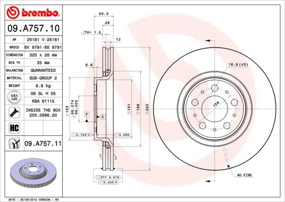 Brake Disc BREMBO 09.A757.11