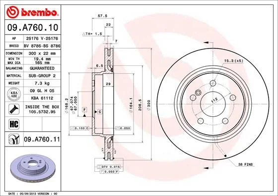Brzdový kotúč BREMBO 09.A760.11