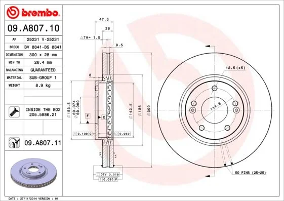Brzdový kotúč BREMBO 09.A807.11