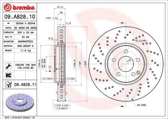 Brzdový kotúč BREMBO 09.A828.11