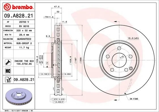 Brzdový kotúč BREMBO 09.A828.21