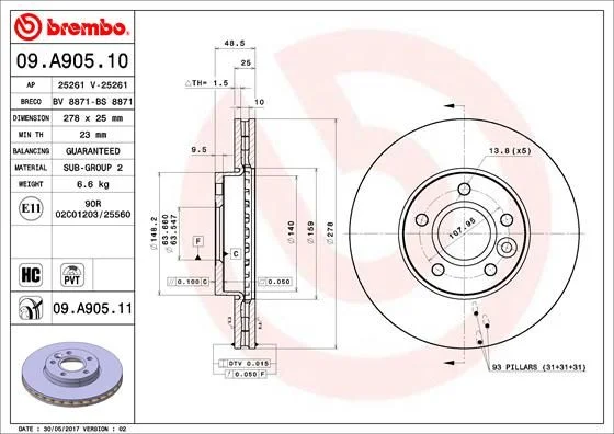 Brake Disc BREMBO 09.A905.11