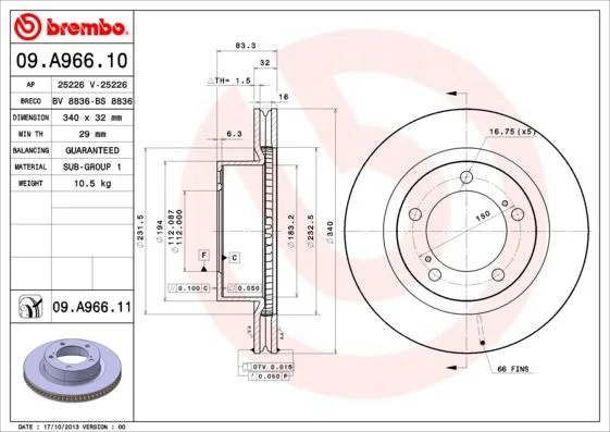 Brake Disc BREMBO 09.A966.11