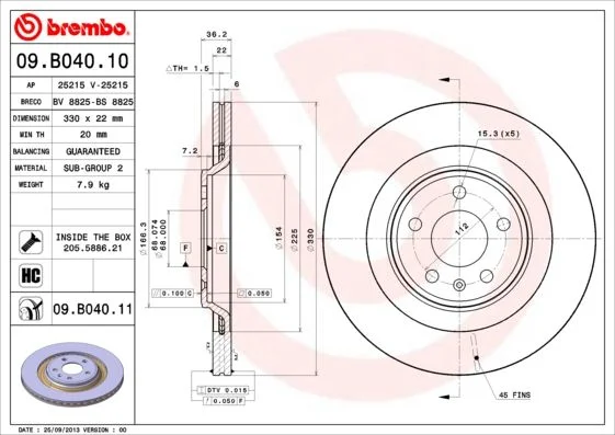 Brzdový kotúč BREMBO 09.B040.11