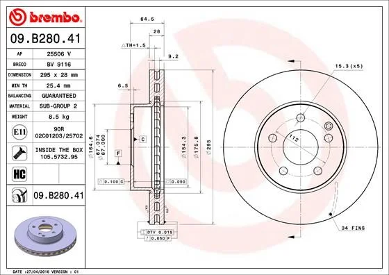 Brake Disc BREMBO 09.B280.41