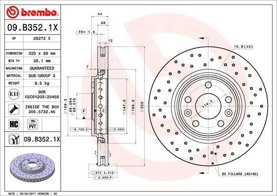 Brzdový kotúč BREMBO 09.B352.1X