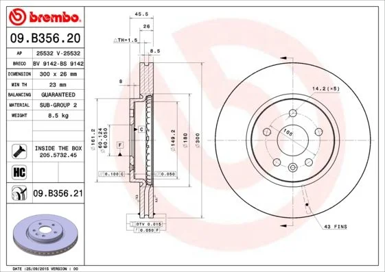 Brzdový kotúč BREMBO 09.B356.21