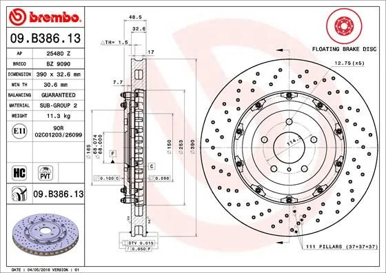 Brake Disc BREMBO 09.B386.13