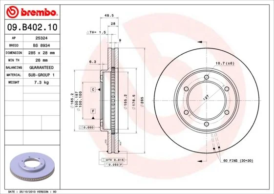 Brzdový kotúč BREMBO 09.B402.10