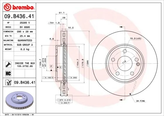 Brzdový kotúč BREMBO 09.B436.41