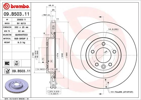 Brzdový kotúč BREMBO 09.B503.11