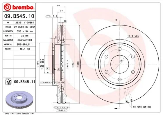 Brzdový kotúč BREMBO 09.B545.11