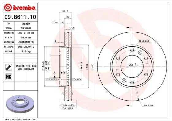 Brake Disc BREMBO 09.B611.10