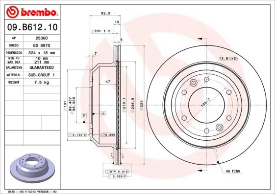 Brzdový kotúč BREMBO 09.B612.10