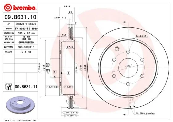 Brzdový kotúč BREMBO 09.B631.11