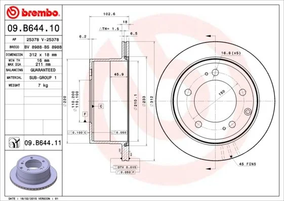Brzdový kotúč BREMBO 09.B644.11